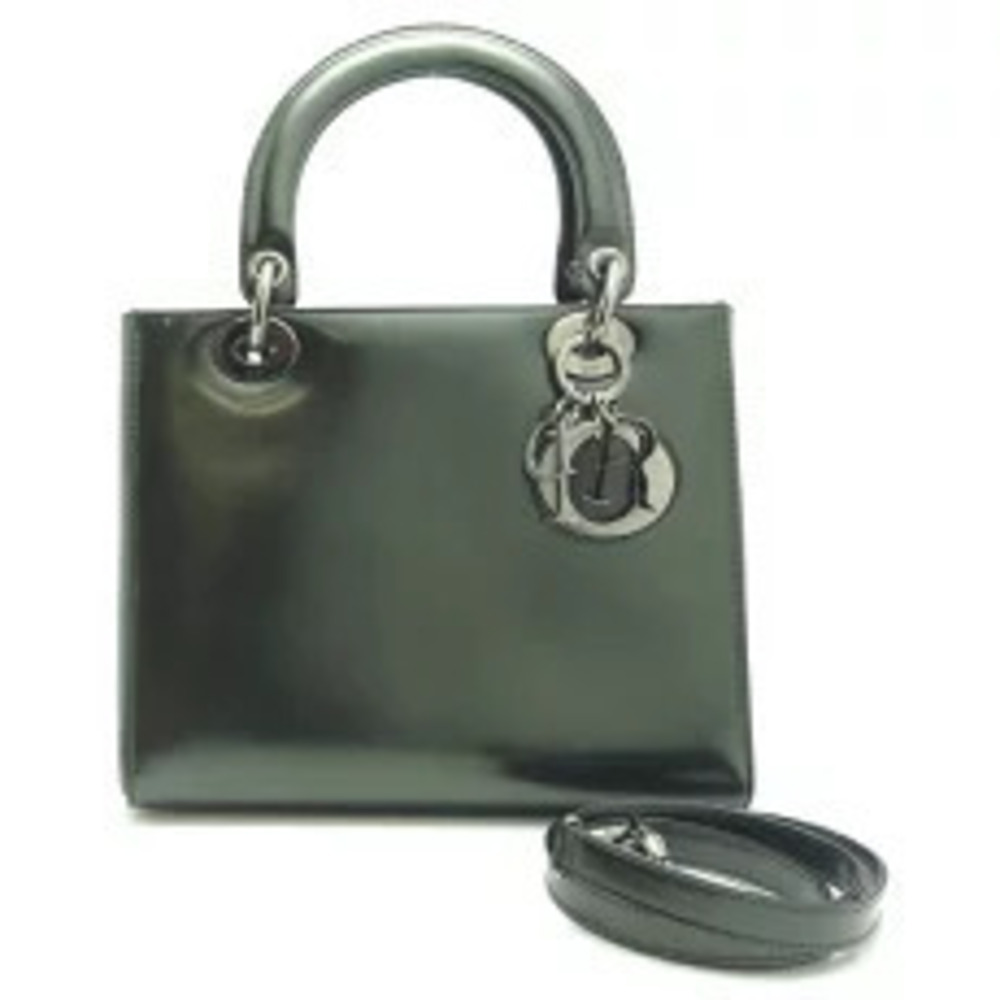 Christian Dior Lady Handbag Enamel Green